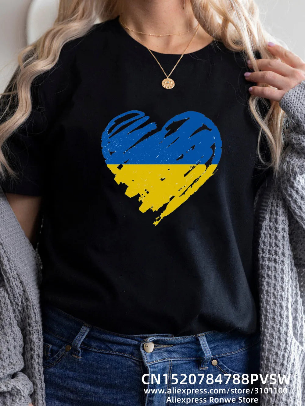 Heartbeat Blue Yellow Women Print T-shirt Girl